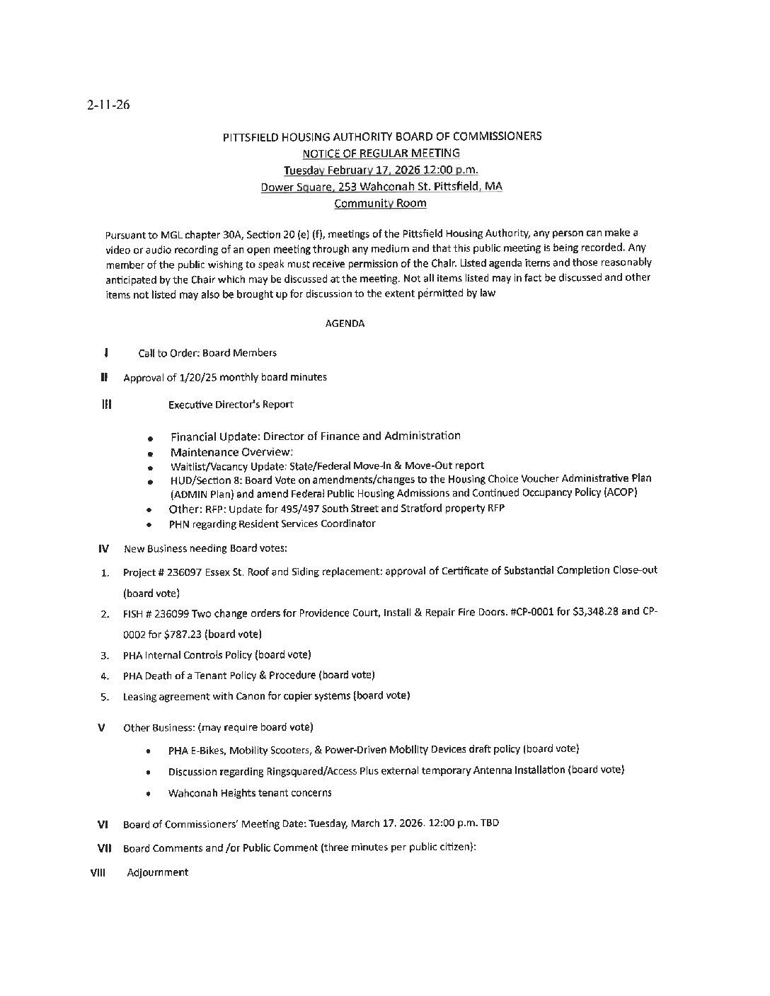 Notice Of Regular Board Meeting 3 Pdf