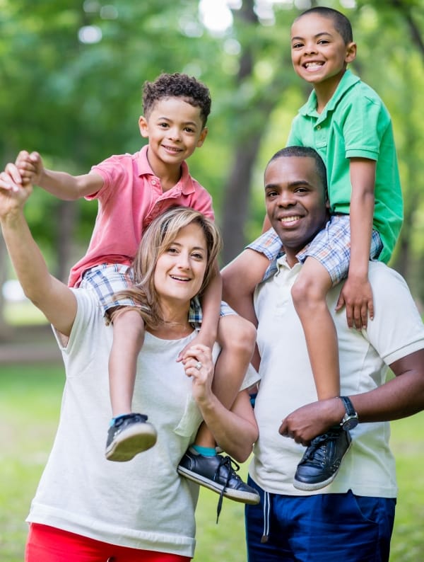 Happy family with kids.