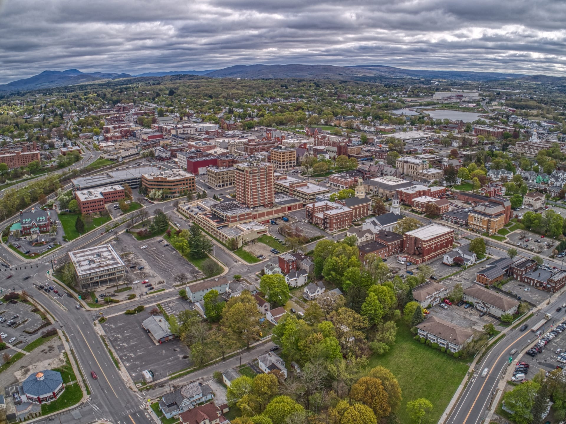 Aerial view of a town.